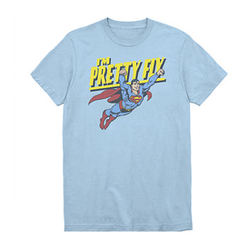 Mens Crew Neck Short Sleeve Regular Fit DC Comics Superman Graphic T-Shirt
