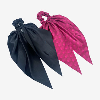 Worthington Pink & Black Satin Scarf 2-pc. Hair Ties