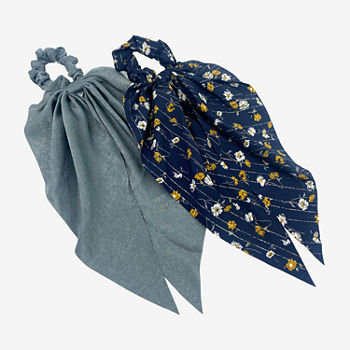Mixit Blue & Grey Floral Scarf 2-pc. Hair Ties