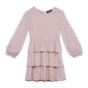 by&by girl Big Girls Long Sleeve Fit + Flare Dress