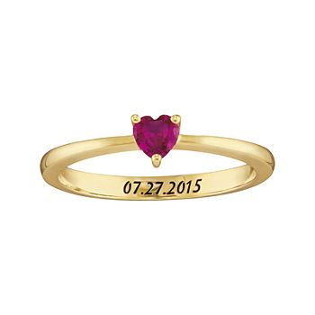 Personalized Girls Heart Birthstone Ring