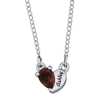 Personalized Girls Heart Birthstone Pendant Necklace