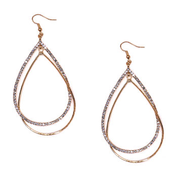 Bijoux Bar Gold Tone Double Teardrop Crystal Drop Earrings