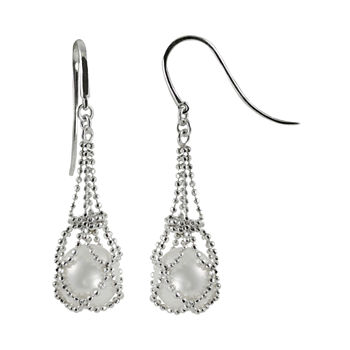 Cultured Freshwater Pearl Chain Drop Earrings
