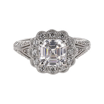 DiamonArt® Cubic Zirconia Sterling Silver Flower-Shaped Ring