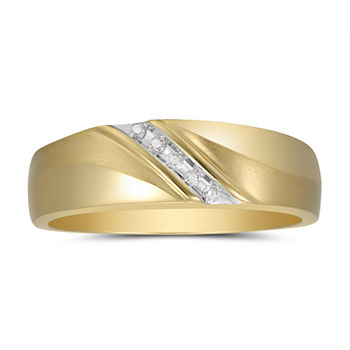 6MM Diamond Accent Genuine White Diamond 10K Gold Wedding Band