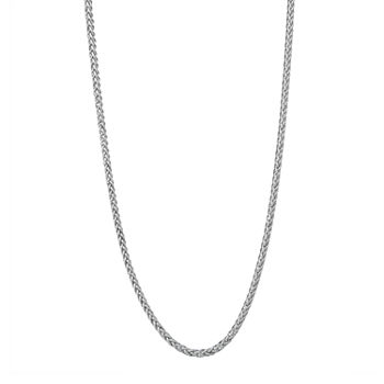 14K White Gold 18-24" 3mm Hollow Wheat Chain Necklace