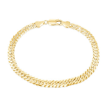 Made in Italy 14K Gold Over Silver 7.5 Inch Solid Curb Chain Bracelet