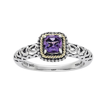 Shey Couture Genuine Amethyst Sterling Silver and 14K Gold Ring