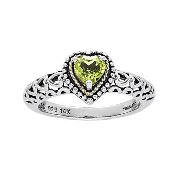 Shey Couture Genuine Peridot 14K Gold Over Sterling Silver Heart Stone Ring