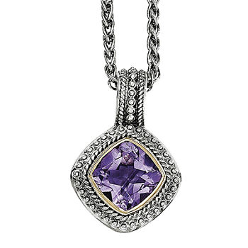 Shey Couture Genuine Amethyst Sterling Silver and 14K Gold Necklace