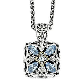 Shey Couture Genuine Blue Topaz and Diamond-Accent Sterling Silver 14K Gold Necklace