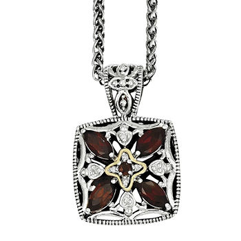 Shey Couture Genuine Garnet and Diamond-Accent Pendant Necklace