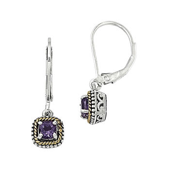 Shey Couture Genuine Amethyst Sterling Silver and 14K Gold Earrings