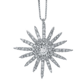 5/8 CT. T.W. Diamond 14K White Gold Starburst Pendant Necklace