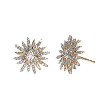 3/4 CT. T.W. Diamond 14K Rose Gold Starburst Stud Earrings