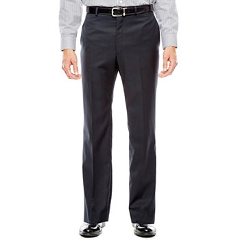 Collection by Michael Strahan Black Herringbone Flat-Front Suit Pants - Classic Fit