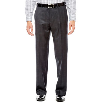 Collection by Michael Strahan Charcoal Windowpane Flat-Front Suit Pants - Classic Fit