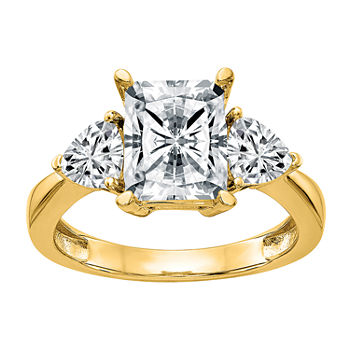 True Light Womens Lab Created White Moissanite 14K Gold Engagement Ring