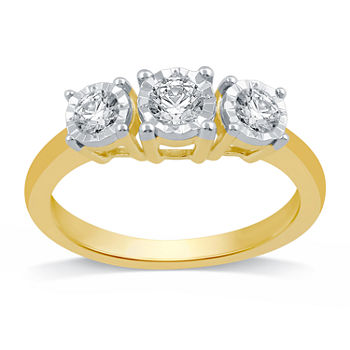 Womens 1/2 CT. T.W. Genuine White Diamond 10K Gold 3-Stone Engagement Ring