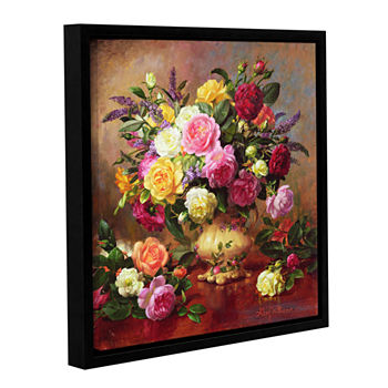 Brushstone Roses From a Victorian Garden Gallery Wrapped Floater-Framed Canvas Wall Art