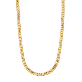 14K Gold Over Silver Solid Herringbone Chain Necklace