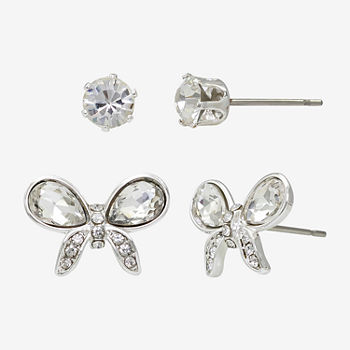 Sparkle Allure 2 Pair Crystal Bow Earring Set