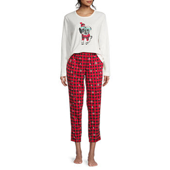 Sleep Chic Womens Tall Round Neck Long Sleeve 2-pc. Pant Pajama Set