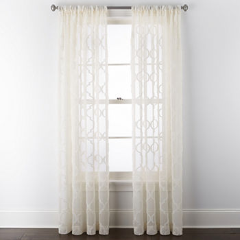 JCPenney Home Zuri Sheer Rod Pocket Single Curtain Panel