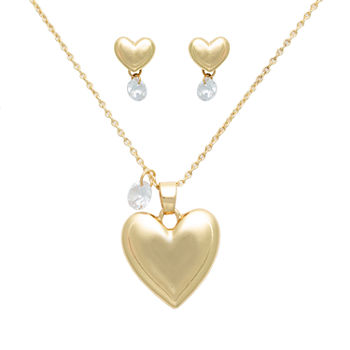 Mixit Nickel Free Gold Tone Heart Jewelry Set