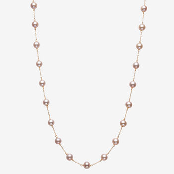 Womens Pink Cultured Freshwater Pearl 10K Gold Strand Necklace