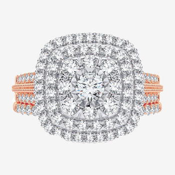 Womens 1 CT. T.W. Genuine White Diamond 10K Rose Gold Engagement Ring