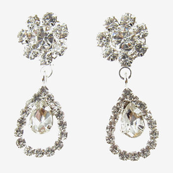 Vieste Rosa Crystal Flower Drop Earrings