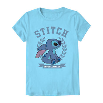 Disney Collection Disney Little & Big Girls Crew Neck Stitch Short Sleeve Graphic T-Shirt
