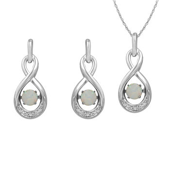 Love in Motion™ Lab-Created Opal & Lab-Created White Sapphire Sterling Silver Boxed Jewelry Set