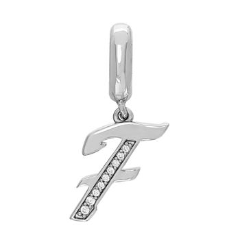 PS Personal Style White Cubic Zirconia Letter "F" Initial Charm
