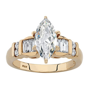 DiamonArt® Womens 2 1/2 CT. T.W. White Cubic Zirconia 14K Gold Over Silver Engagement Ring