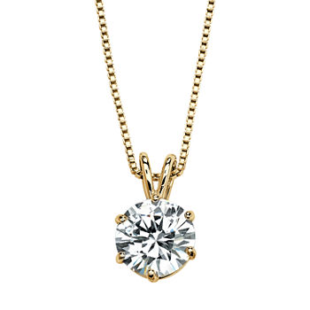 DiamonArt® Womens 3 CT. T.W. White Cubic Zirconia 14K Gold Over Silver Pendant Necklace