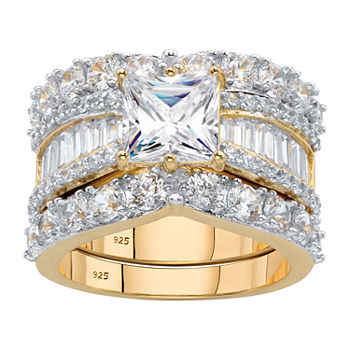 DiamonArt® Womens White Cubic Zirconia 14K Gold Over Silver Bridal Set