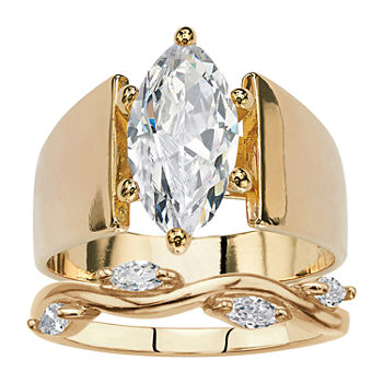 Womens 3 CT. T.W. White Cubic Zirconia 14K Gold Over Brass Engagement Ring