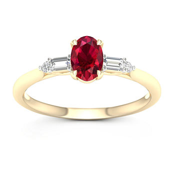 Womens Lead Glass-Filled Red Ruby 10K Gold Promise Ring