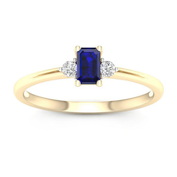 Womens Genuine Blue Sapphire 10K Gold Promise Ring