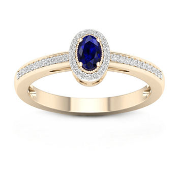 Womens Genuine Blue Sapphire 10K Gold Promise Ring
