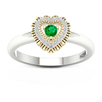 Womens Genuine Green Emerald 10K Gold Sterling Silver Promise Ring