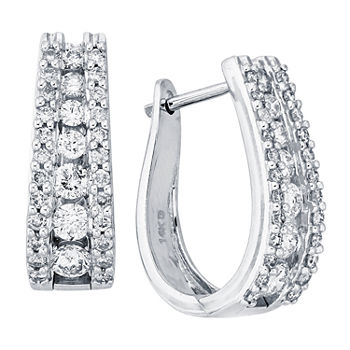 1½ CT. T.W. Certified Diamond 14K White Gold Hoop Earrings