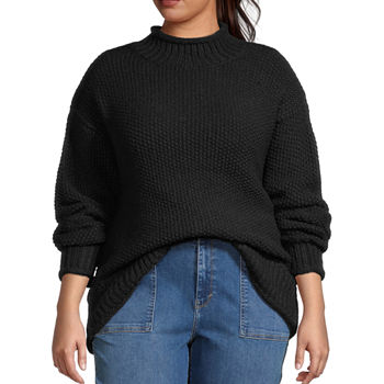 a.n.a Plus Womens Mock Neck Long Sleeve Pullover Sweater