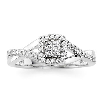 1/10 CT. T.W. Diamond 10K White Gold Princess-Cut Quad Promise Ring