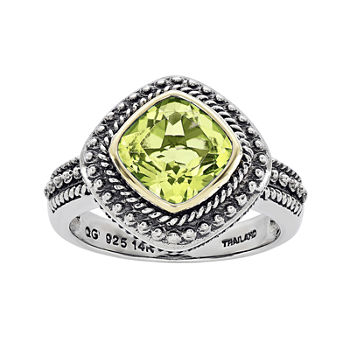 Shey Couture Genuine Peridot Sterling Silver 14K Gold Ring