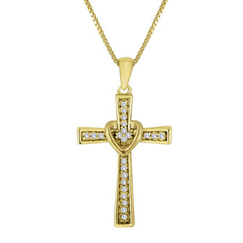 1/10 CT. T.W. Diamond Cross Pendant Necklace