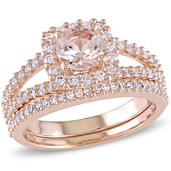 5/8 CT. T.W. Pink Morganite 14K Gold Bridal Set